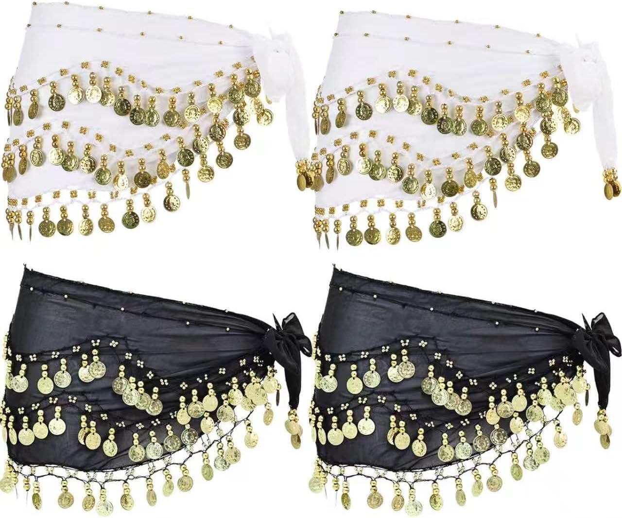 Belly Dance Hip Scarf Women's Tie Waist Wrap 128 Coin Skirt