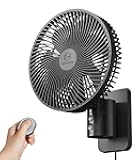 LEMOISTAR 8 Inch Small Wall Mounted RV Fan with Remote Control, 90° Oscillating, 4 Speeds, 4 Timer, Adjustable Tilt, 70 Inch Cord, Quiet, for Corner Bedroom Home Office Garage