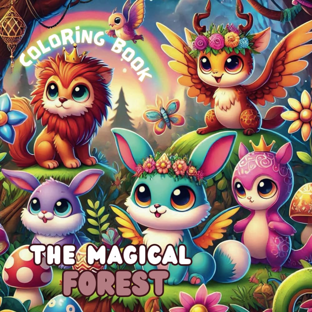 Magical Fantasy Animals in the forest Coloring Book: Enchanting Illustrations of magical forest Creatures - Paperback
