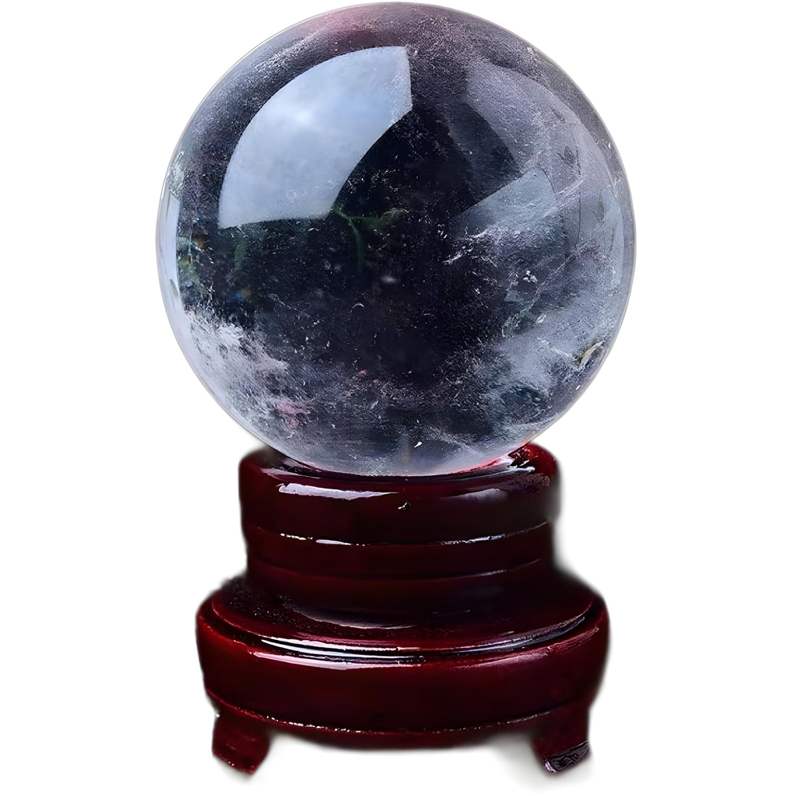 FOPURE Hand Polished Clear Quartz Crystal Sphere - Ball with Wooden Base, Balls for Witchcraft and Decorative,1.96"(5cm)