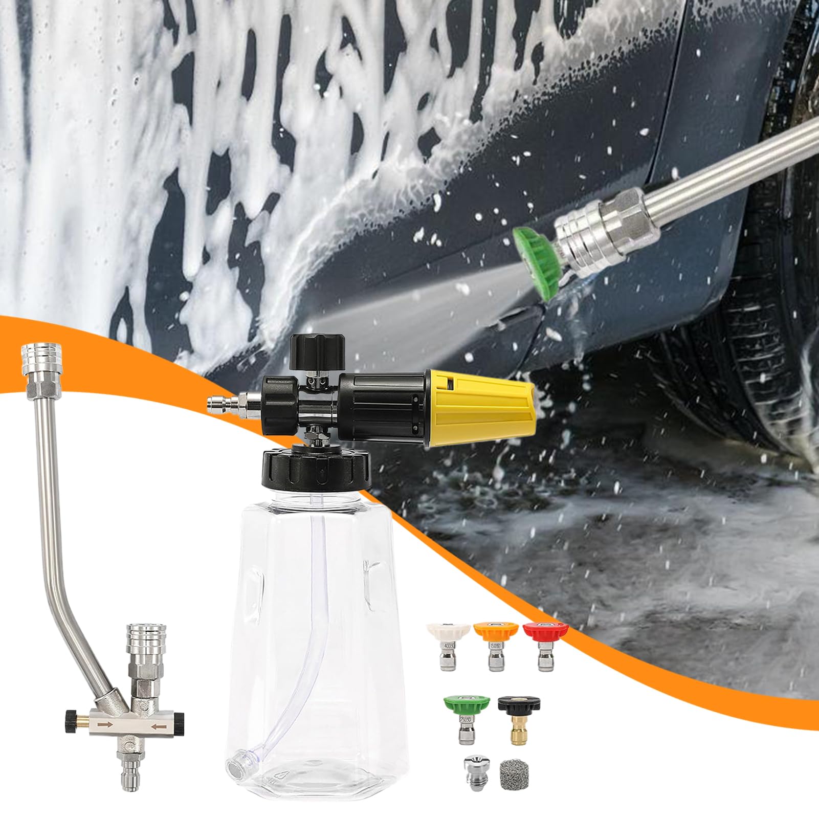 Cañón de espuma Conector rápido para dispensador de jabón en lavado | Pulverizador Espuma Para Lavado Coches Para Jardín, Terraza, Casa, , Patio, Granja