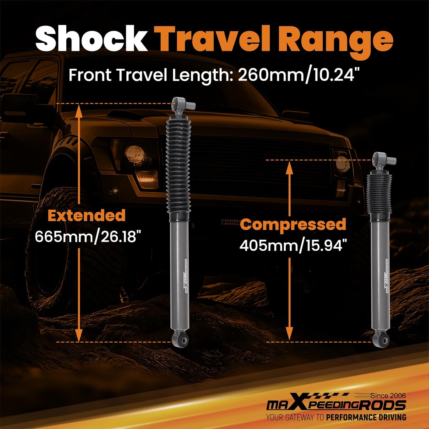 maXpeedingrods 0-1.5" Front Shock Absorbers for Jeep Wrangler JL 4WD 2018-2024, G1 Version