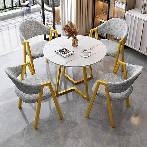 Miniatura 10 de YVYKFZD Juego de mesa de comedor de cocina para 4, mesa de recepción para oficina pequeña, juego de mesa y silla, mesa redonda de negociación, mesa