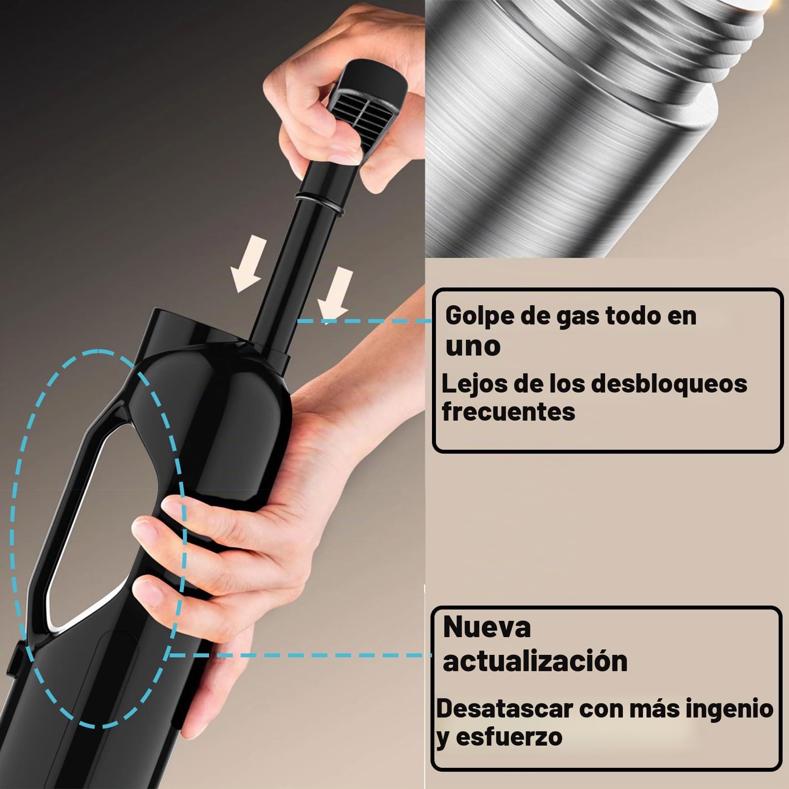 Desatascador Tuberías a Presion con Barómetro y Aire Comprimido, Desatascador WC de Inodoro, 2026 Actualización para Lavabo Bañera Ducha (Negro)