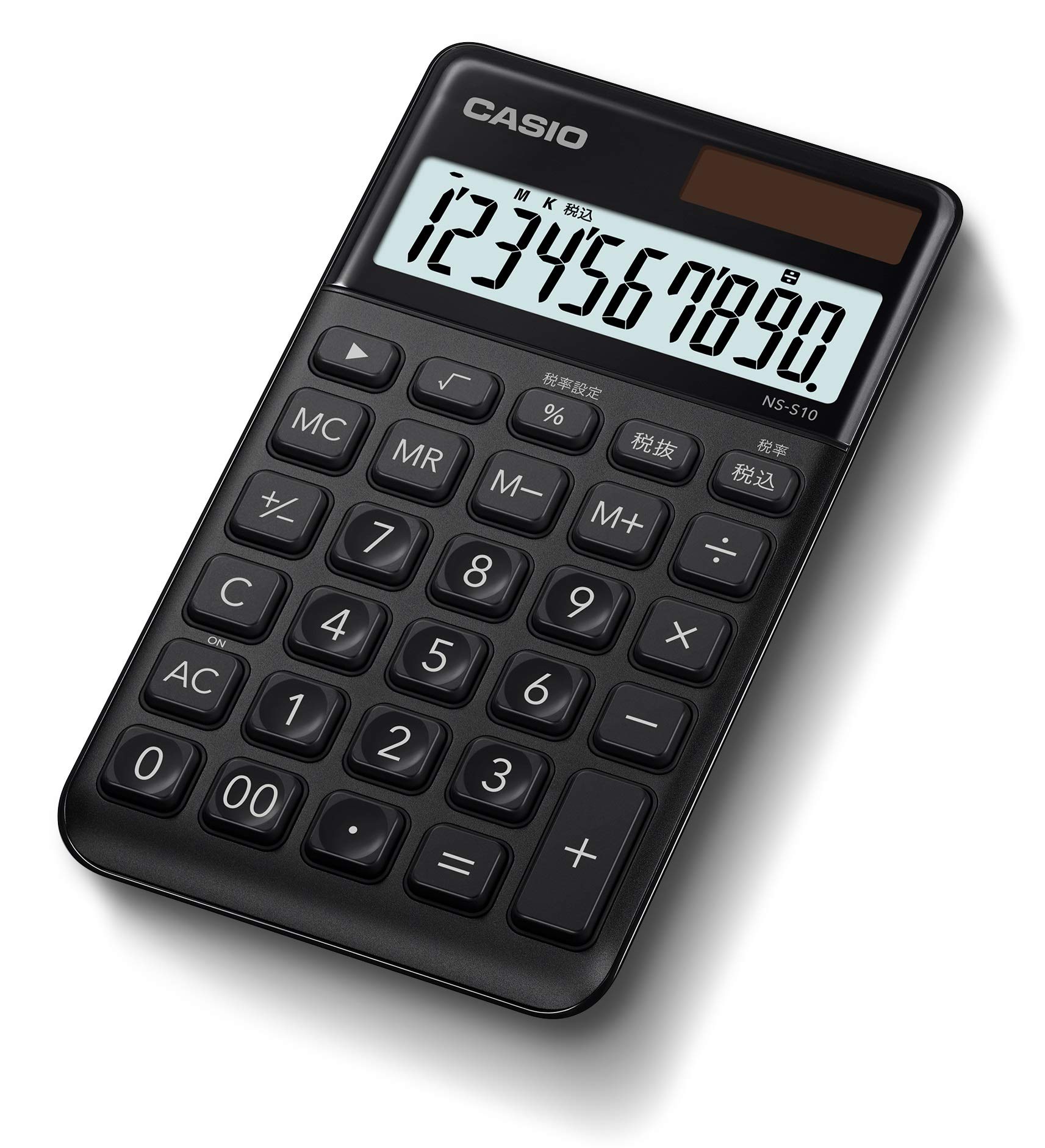 Amazon | カシオ スタイリッシュ電卓 ブラック 10桁 大判手帳タイプ NS 