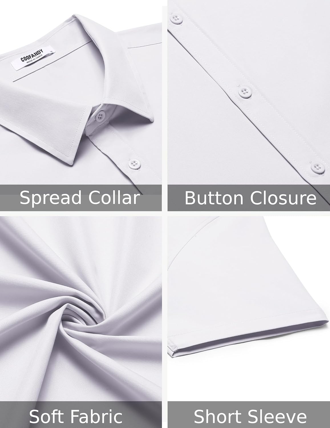 COOFANDY Men's Casual Dress Shirt Short Sleeve Button Down Shirts Summer Wedding Untucked Shirt - Image 6