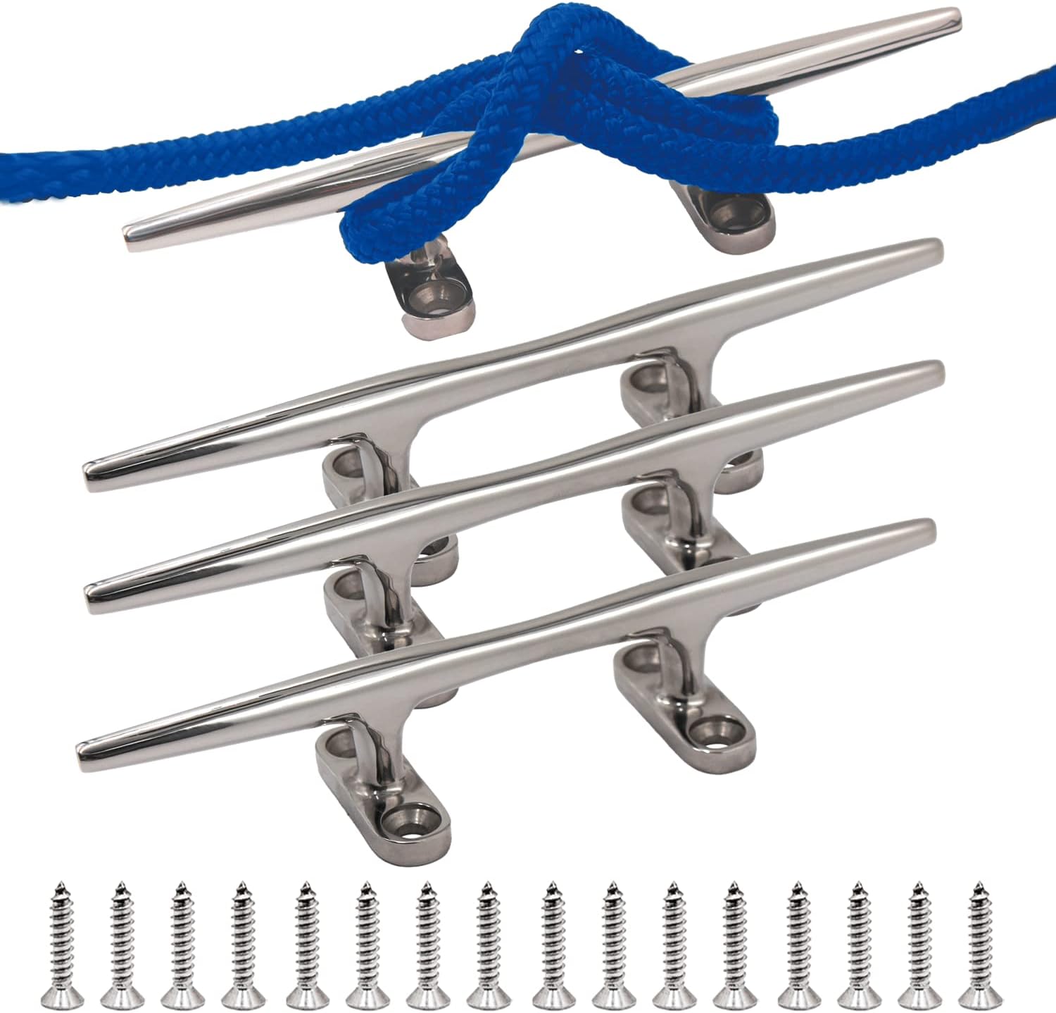 SHENGHUISS Boat Cleat 316 Stainless Steel Open Base Boat Dock Cleats（4"/5"/6"/8"/10"/12"） Silver/Gold for Boat, Dock, Kayaks, Nautical Decor ect