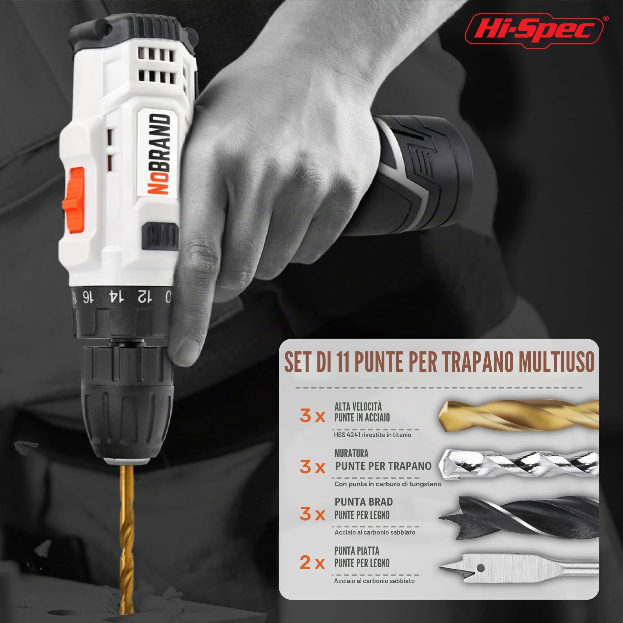 Hi-Spec Trapano Avvitatore 12V, Kit Casa e Ufficio | montaggi e riparazioni più rapidi, controllo facile e uso intuitivo, design leggero per lavorare senza fatica, 49 pc