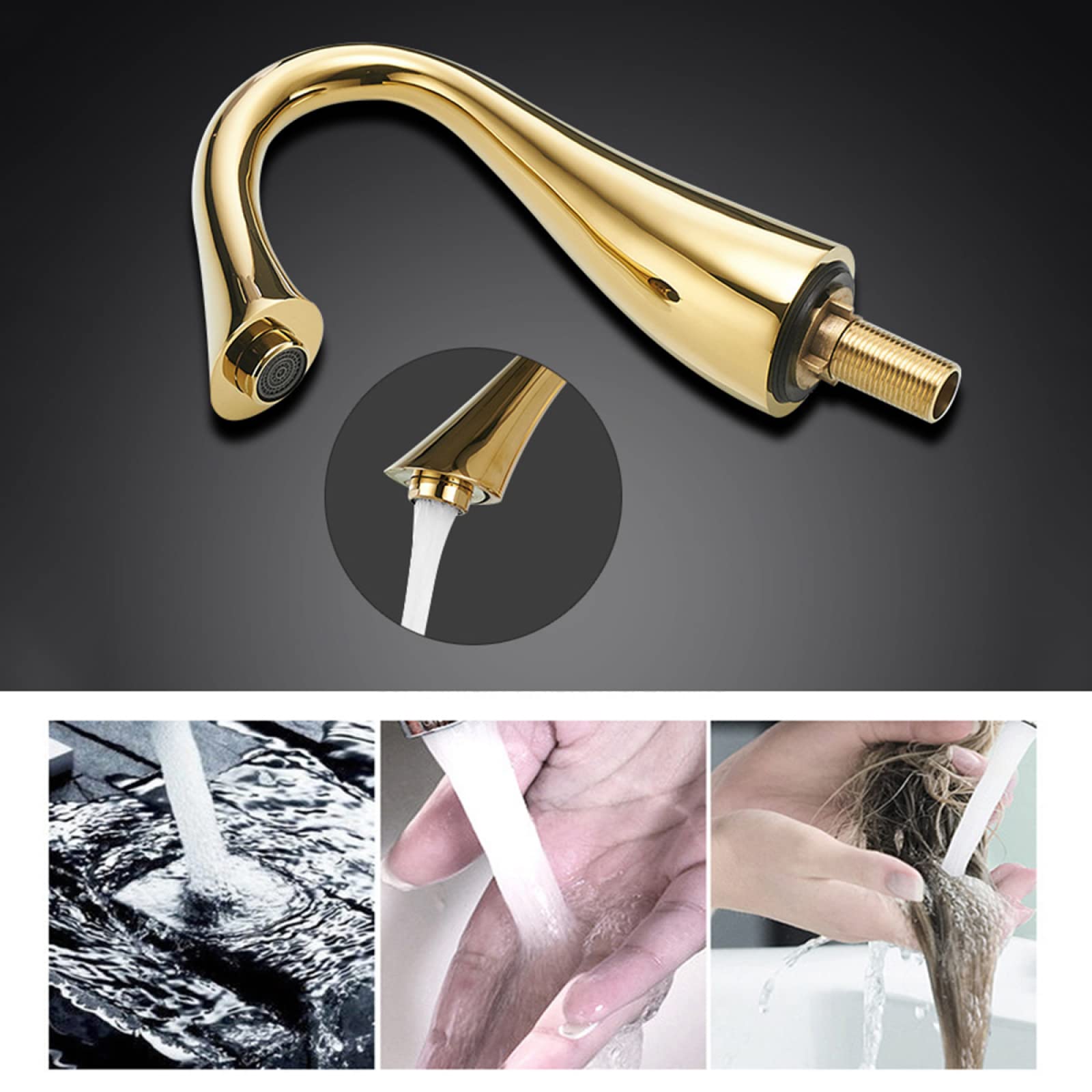 Vintage-Waschtischarmatur für Badezimmer, 3-Loch, Messing, Mischbatterie mit Doppelgriffen, Warm- und Kaltwasseranschluss, 2-Hebel-Armatur, Gold (Farbe: Gold)