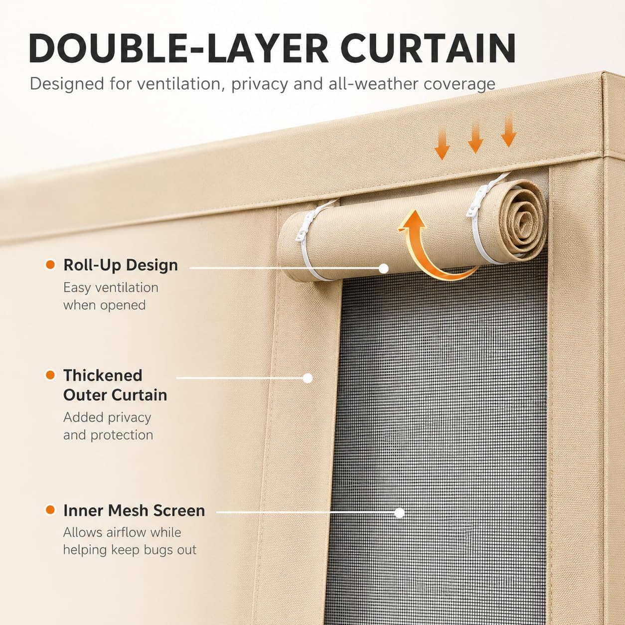 Walsunny Carport Double-Layer Curtain System