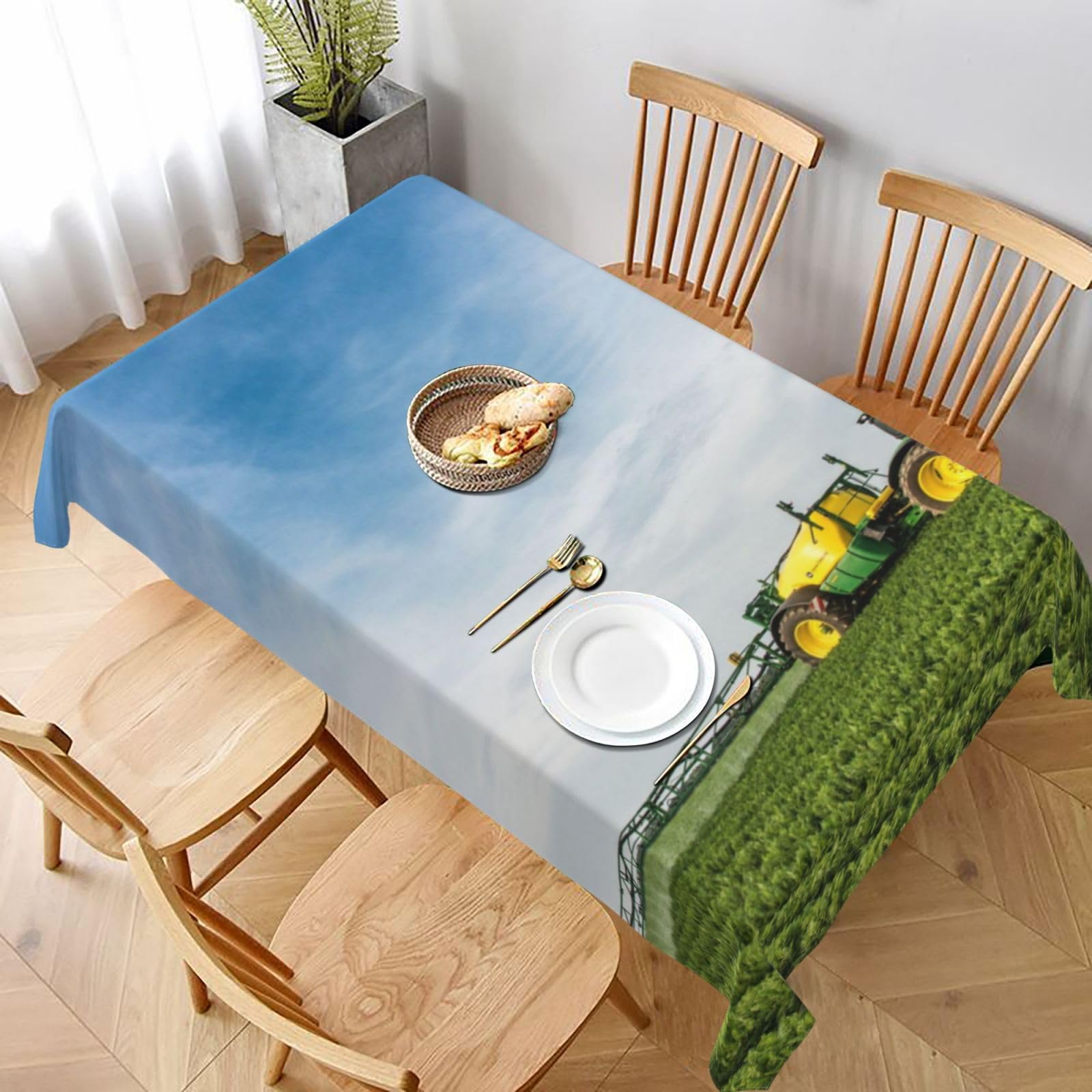 BNVSADC Tractor farm Printed Rectangle Tablecloth 228x152 CM, Water Resistant Polyester Table Cloth Decorative Fabric Table Covers for Kitchen Dining Table Parties Camping