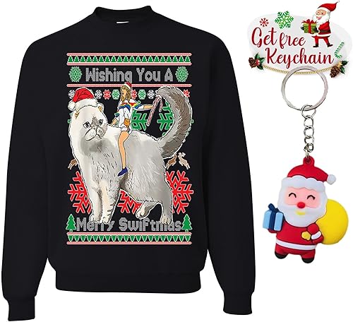 wild custom apparel Wishing You A Merry Swift Ugly Christmas - Sudadera con cuello redondo