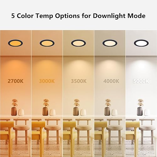 Miniatura 6 de CycevSun Paquete de 6 luces empotrables negras de 6 pulgadas con luz nocturna, luz descendente de oblea ultrafina para interiores y exteriores,