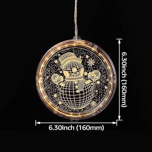 Miniatura 7 de TORCHSTAR Decoraciones de Navidad novedosas luces colgantes 3D, guirnalda de luces alimentadas por USB para ventanas de pared, 5 LED, 2800 K, blanco