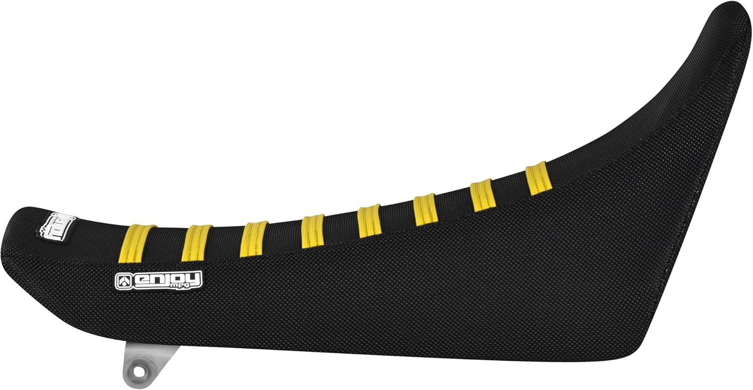 Enjoy Mfg Seat Cover - Compatible with Suzuki 2001-2018 DRZ250 DRZ 250 - #169 (All Black/Yellow Ribs)