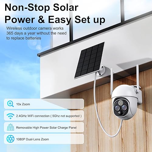 Miniatura 2 de Cámaras de seguridad solares inalámbricas para exteriores, cámaras de zoom HD 10 × para seguridad en el hogar, detección PIRIP65 resistente a la
