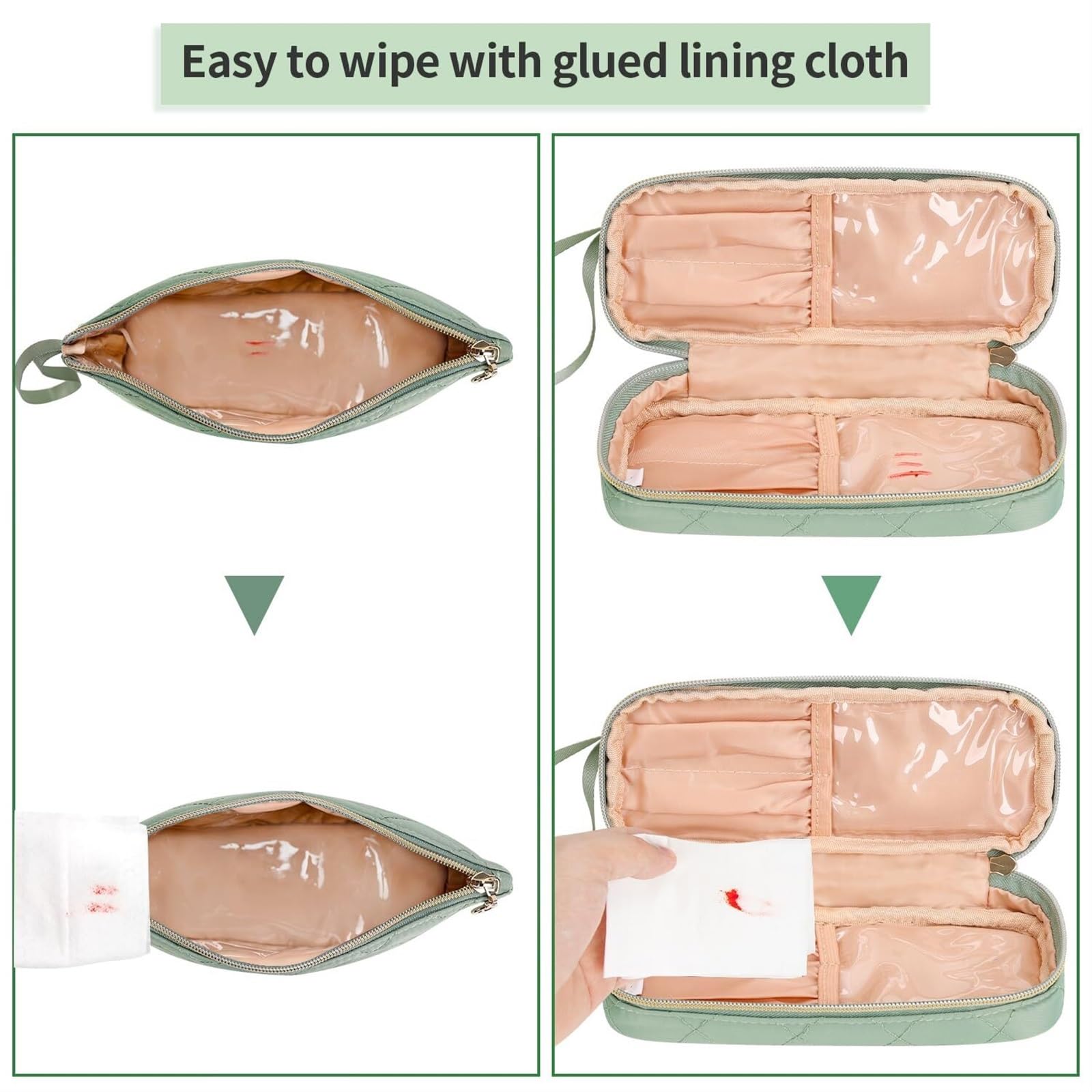 Kulturtasche Schminktasche Reise-Kosmetiktasche, transparente Kosmetiktasche, Kosmetik-Aufbewahrungstasche, Kulturbeutel Waschtasche Kosmetiktasche(Grün)