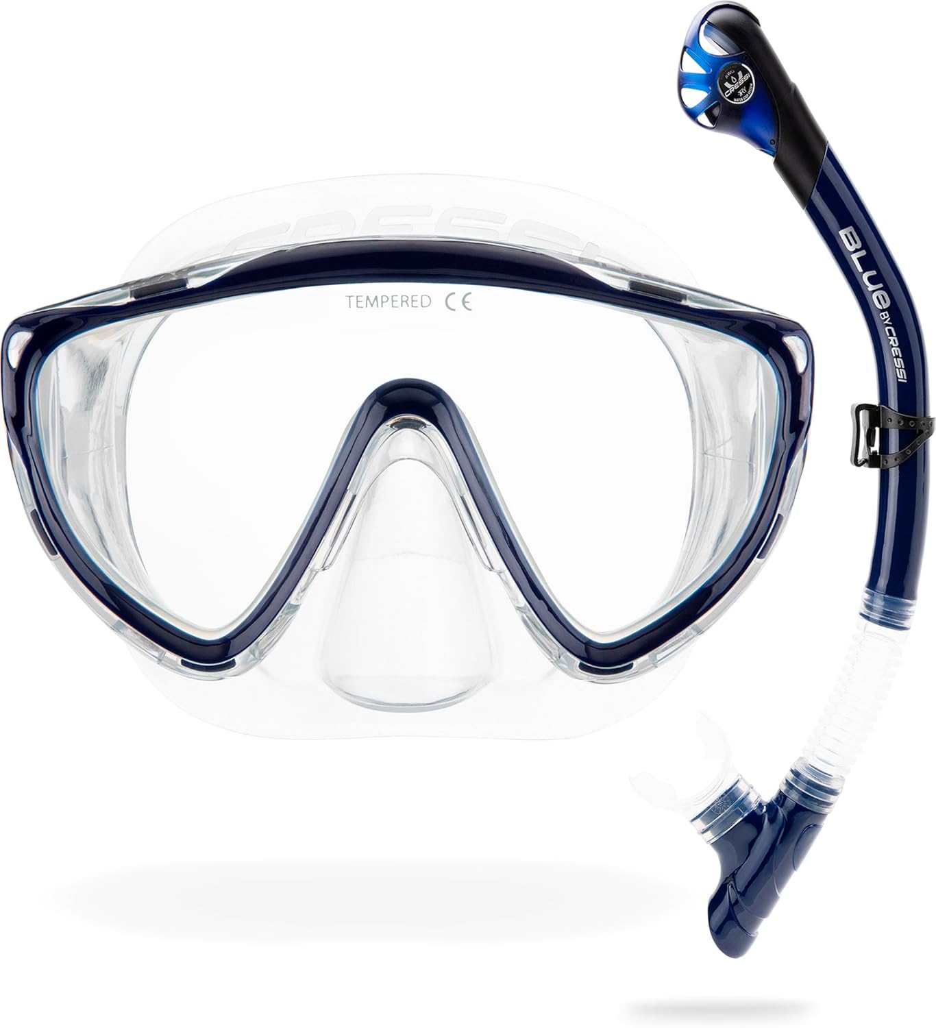 CRESSI Adult Wide View Single Lens Comfortable Snorkeling Mask & Dry Snorkel - Tino & Scilla: Made in Italy