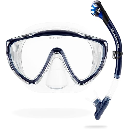 CRESSI Adult Wide View Single Lens Comfortable Snorkeling Mask & Dry Snorkel - Tino & Scilla: Made in Italy