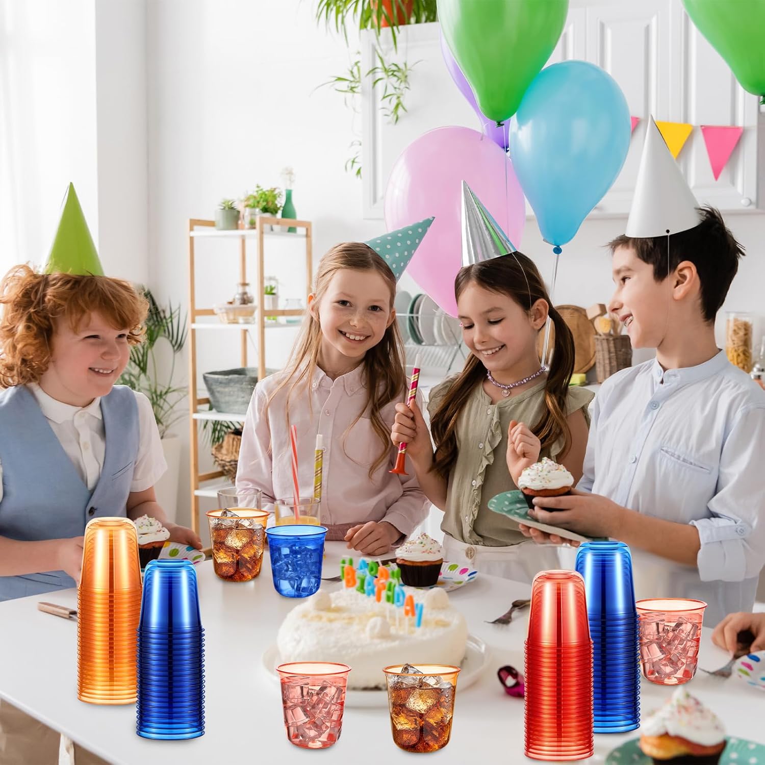 50pcs Disposable Stemless Glasses 12oz Crystal Plastic Wine Glasses Clear Classic Pet Cup for Meeting Weddings Birthdays Cocktail Christmas Party Supplies (Orange) - Image 5