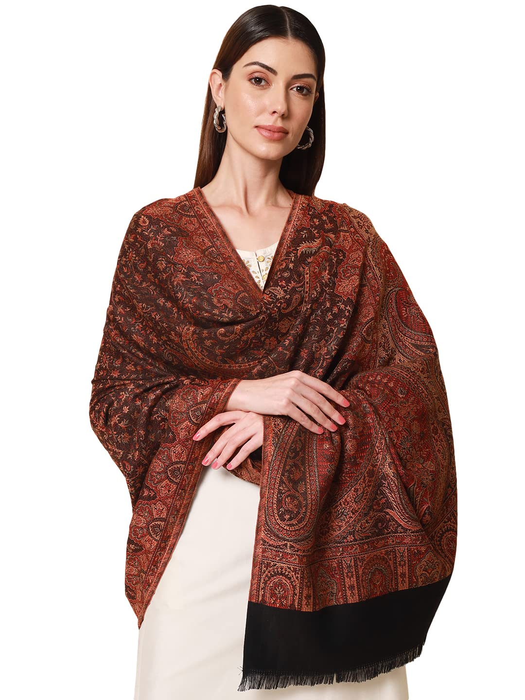Women's Faux Pashmina Jamawar Shawl, Wrap(SIZE: 40X80 Inches)