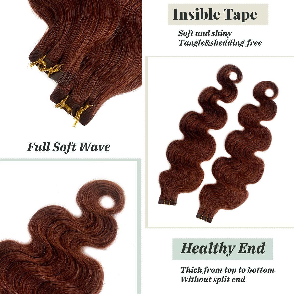 Amazon.com : Body Wave Tape in Hair Human Hair Extensions  display picture 1