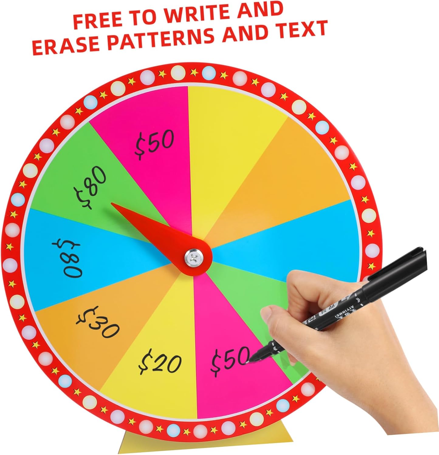 MAGICLULU Fortune Roulette Wheel Desktop Party Game Spinner Dry Erase Markers 18-inch Tabletop Roulette Wheel for Events Suitable for Carnivals and Parties