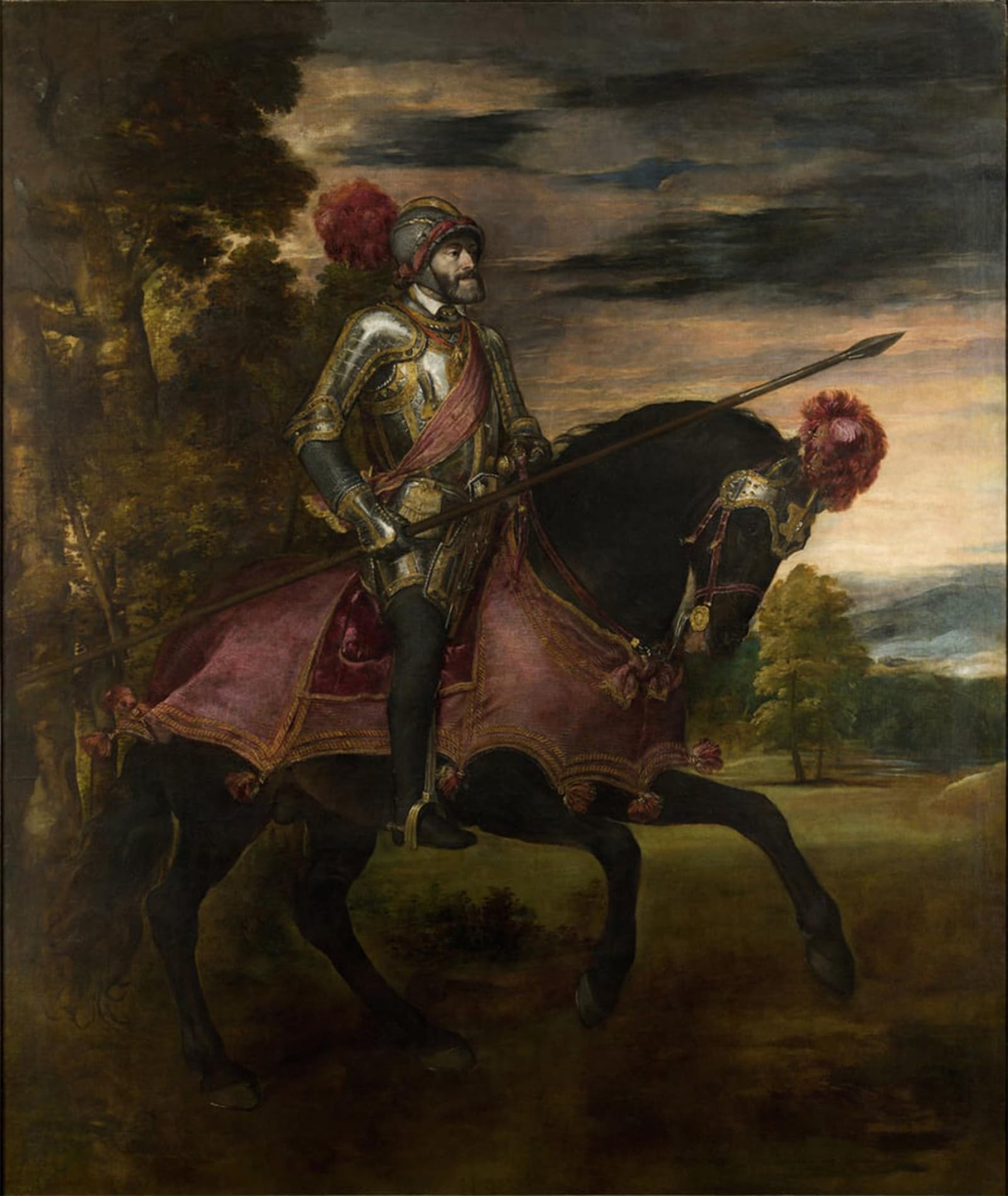 HRJUBWREE Retro Picture Art Painting Wall Poster the Emperor Charles V on Horseback in Muhlberg by Tiziano Vecelli Vintage Art Print for Office Decor 60x90cm