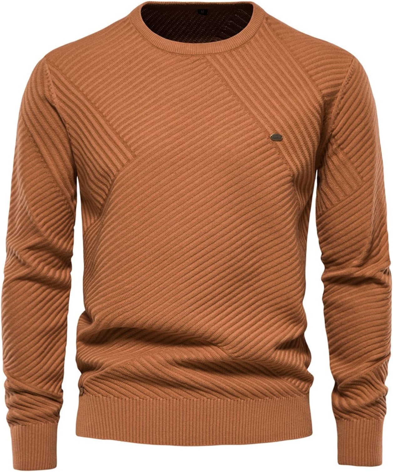 Mens Sweaters Pullovers Long Sleeve Round Collar Solid Color Elastic Winter Warm Breathable Knitted Sweater Tops