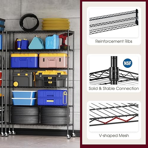 Miniatura 51 de BestOffice Estantes de almacenamiento de alambre de 3 niveles con ruedas 23 x 13 x 31 pulgadas Cromado Estantes ajustables Estante de metal
