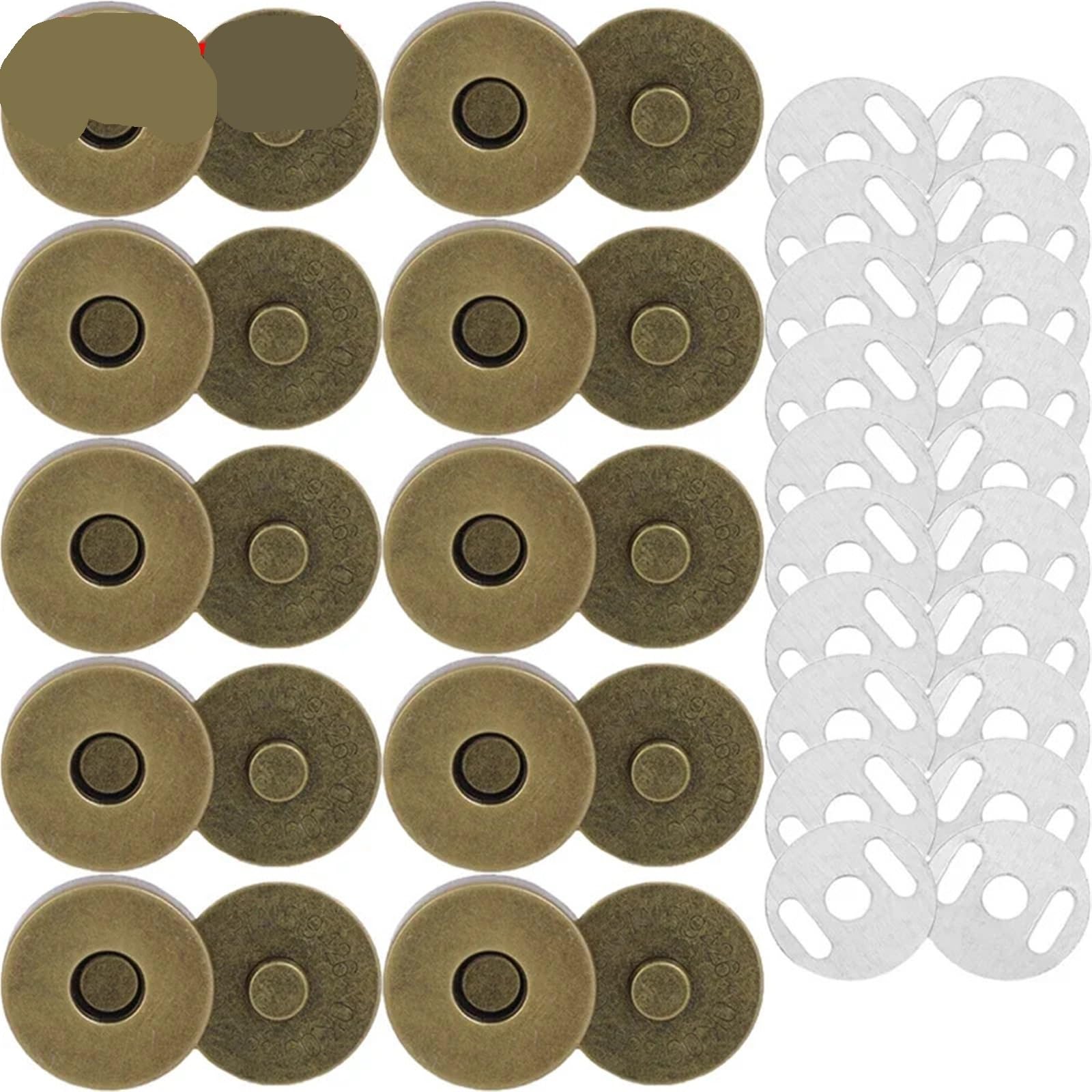 Magnetic Press Studs 5/10Sets Magnetic Snap Fasteners Clasps Buttons Handbag Purse Wallet Craft Bags Parts Accessories Adsorption Buckle(Bronze-10SETS,1.4cm)
