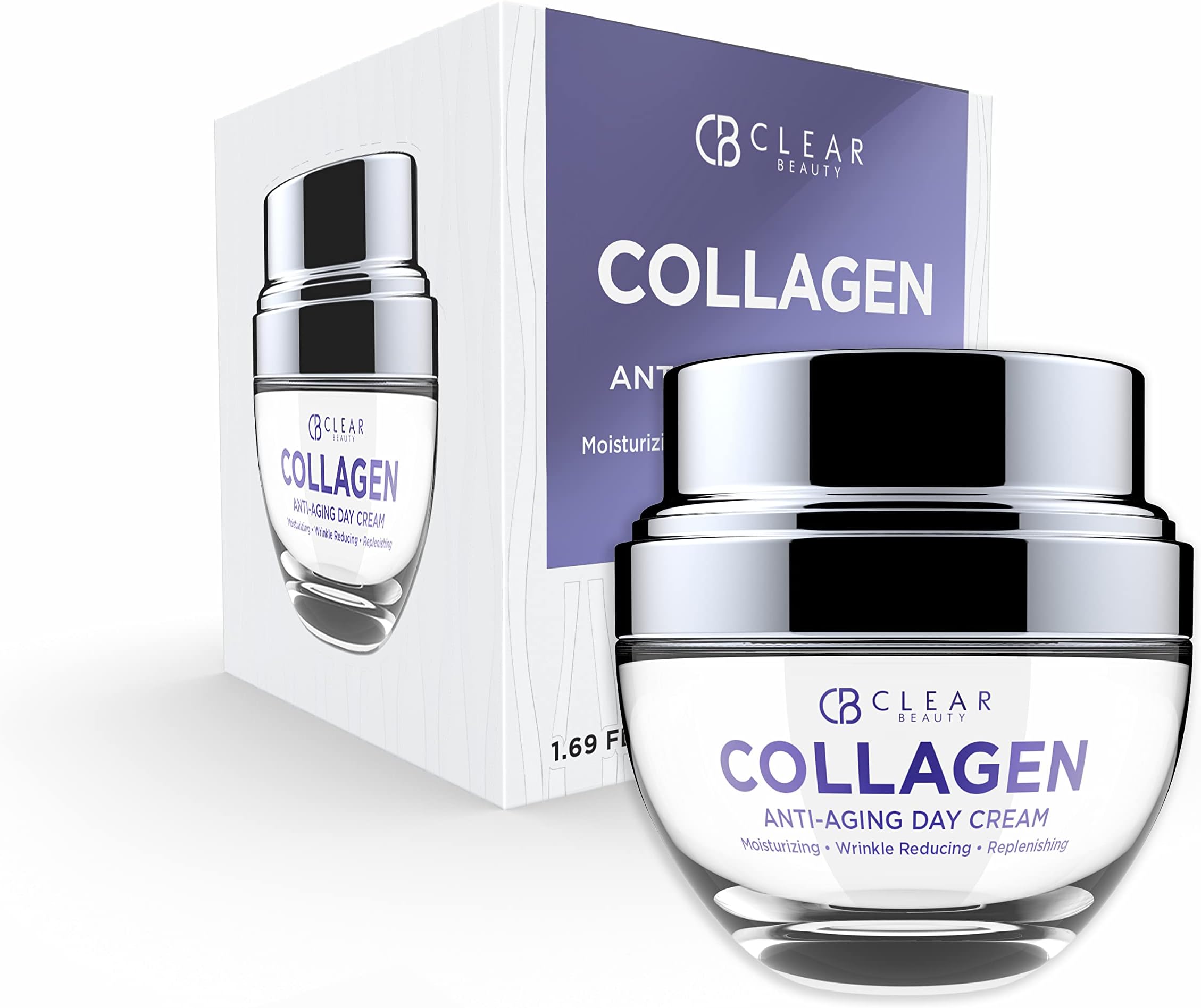 Collagen Face Moisturizer - Hydrating, Firming Anti Aging Day Cream For Dry Skin - Strengthens Skin Barrier And Smooths Fine Lines - Dermatologist Tested, Korean Skin Care Vegan - 1.69 Oz