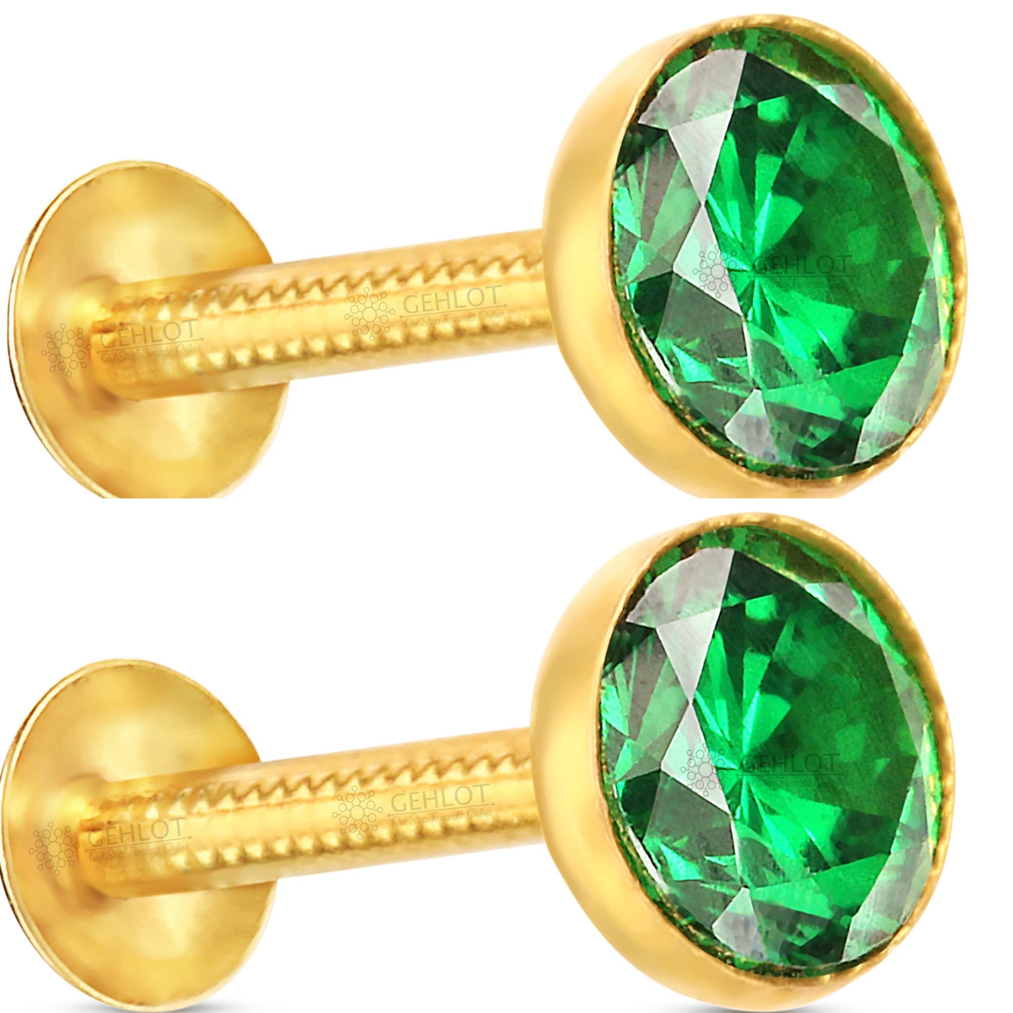GEHLOT ; OneStep Towards Online Round Cup Shape Diamond | 14K Pure Yellow Gold Nose Pins | Piercing Nose Pins and Earring Stud Combo For Women And Girl - Green (B09GBFPZRF) Amazon Price History, Amazon Price Tracker