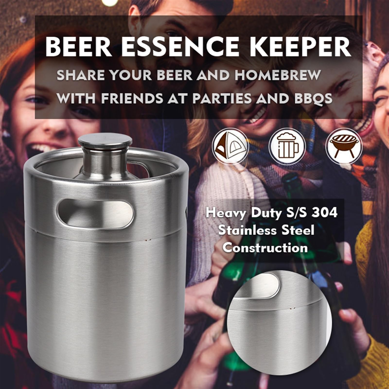 Cerveza elaborada Kit Cerveza Mini Barril de Cerveza de 5L, Botella de Cerveza portátil para Picnic/Barbacoa, Herramienta para Hacer Cerveza casera(5L keg with Jacket)