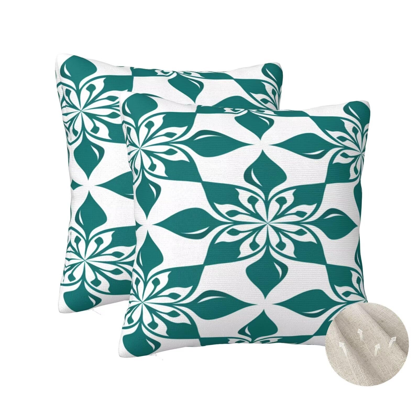Coussin gris vert 40x40 cm lot de 2 housses carrées en style Inde pour canapé salon