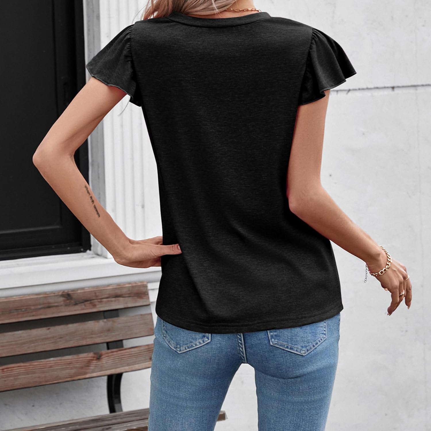 Womens Summer Tank Tops V Neck Waffle Knit Sleeveless Tunic Casual Loose Fit Blouses Shirt Clothes - Image 2