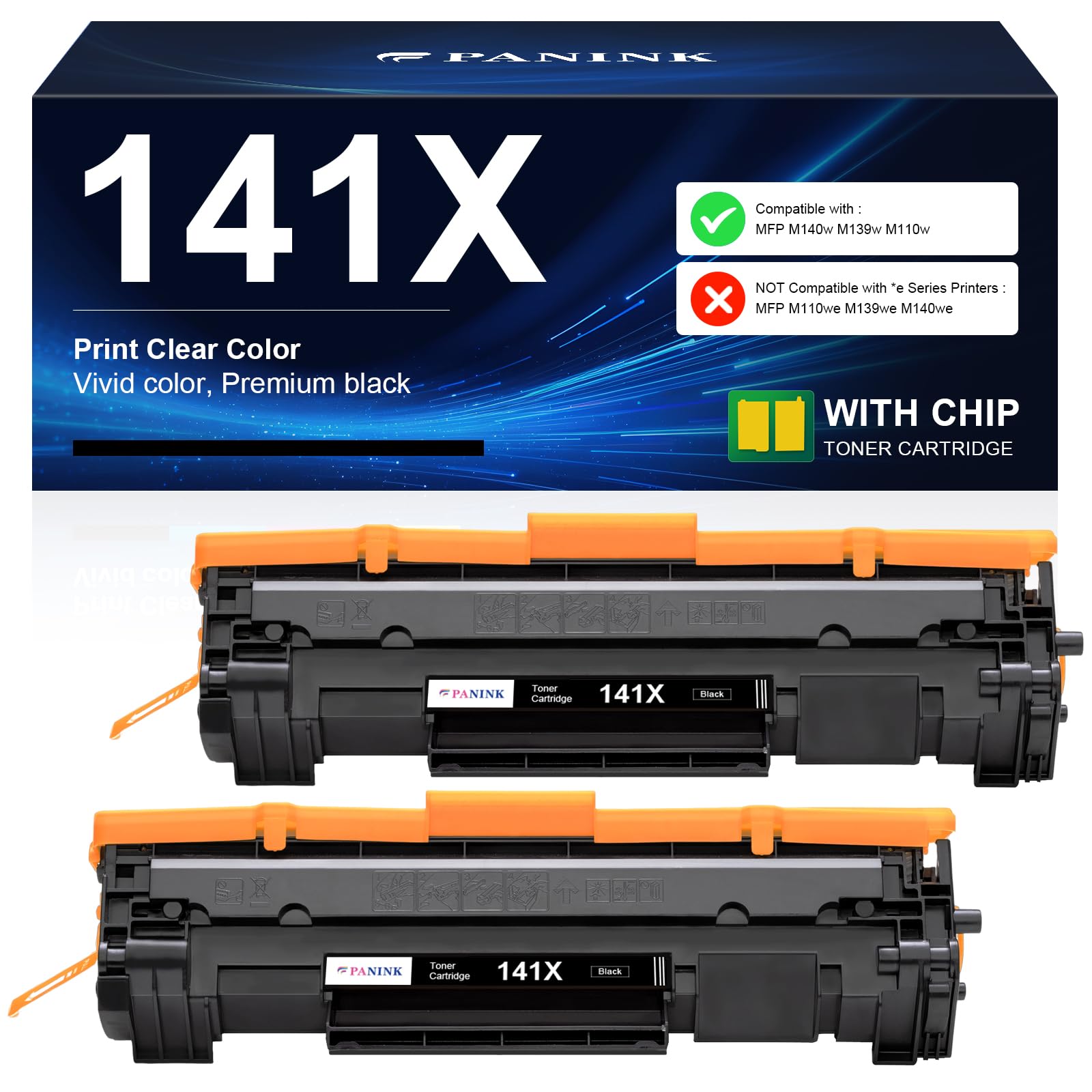 PANINK 141X Toner Cartridge Replacement for HP 141X W1410X 141A W1410A Black Toner Cateridge Compatible with HP M110w MFP M140w M139w Printer (with