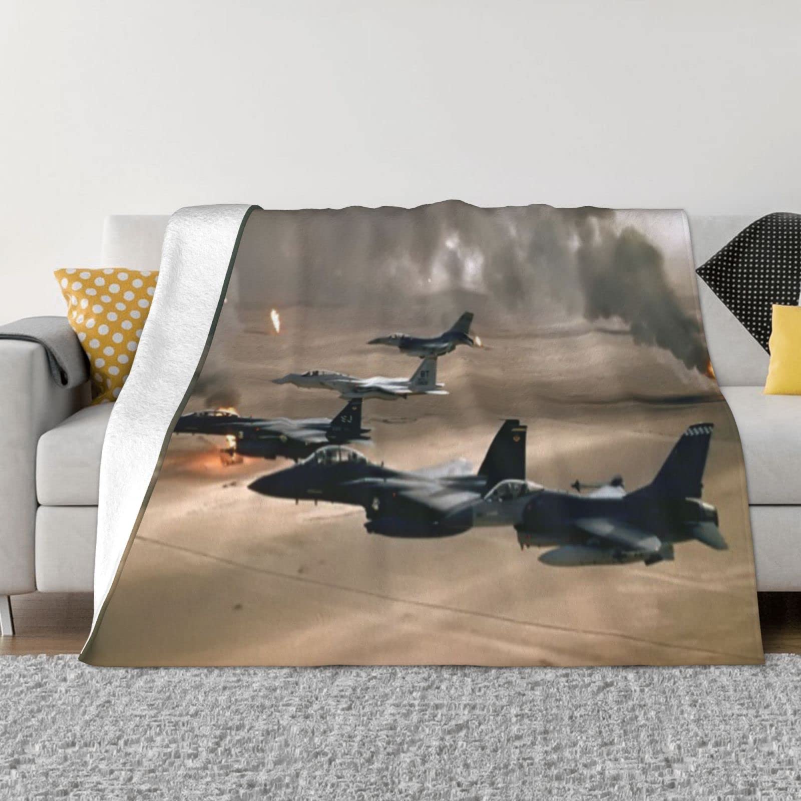 Jet Fighter Fleece Throw Blanket For Couch - Thick Fuzzy Warm Soft Blankets And Throws For Sofa, Bedroom Blanket