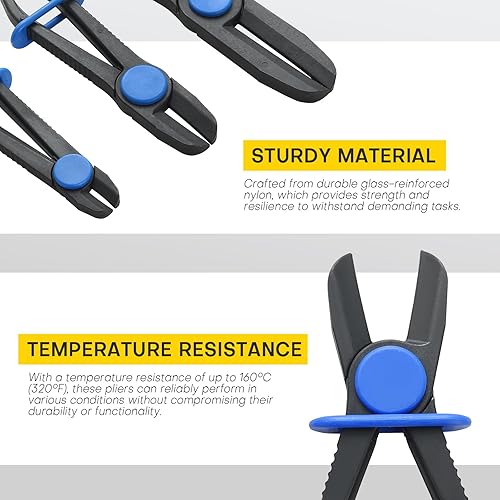 Miniatura 3 de Juego de 3 alicates de abrazadera, versátil juego de alicates para mangueras flexibles, mangueras de freno, líneas de combustible (3 piezas)