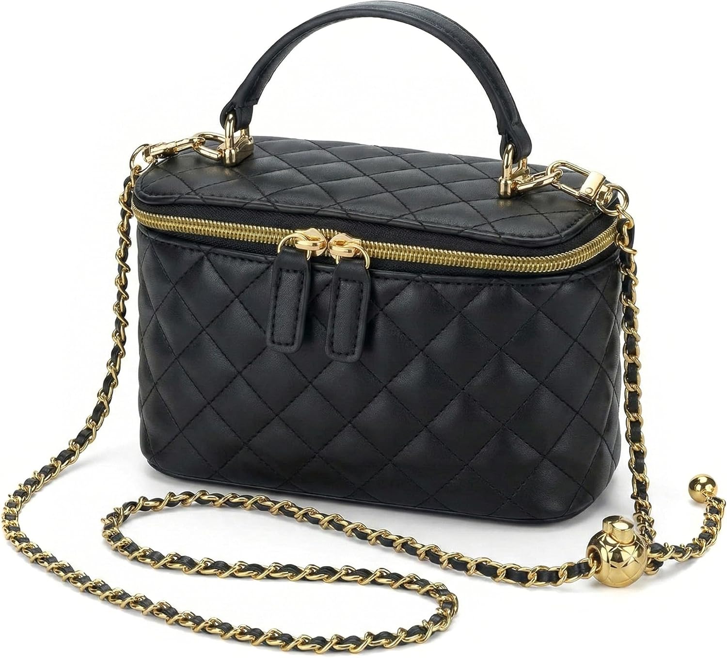 Crossbody Quilted Bag for Women, Mini Box Purse Designer Clutch with Adjustable Chain Strap