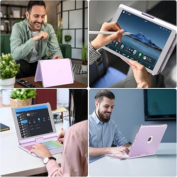 Keyboard Case for iPad 9th/8th/7th Multi-touch Trackpad & 7 Color Backlight | Auto Wake and Sleep, 360°Flip Hard-shell, Slim Keyboard Case with Pencil Holder, Bluetooth Keyboard for iPad 10.2''-Purple