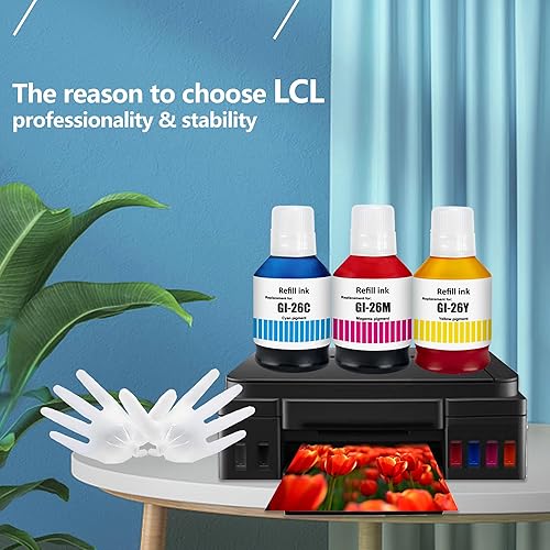 Miniatura 6 de LCL Repuesto de botella de tinta compatible para Canon GI26 GI-26 GI-26C GI-26M GI-26Y MAXIFY GX6020 GX7020 GX3020 GX4020 GX5020 (paquete de 3,