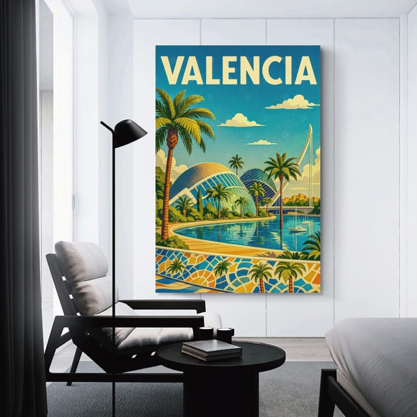Junmoney Valencia Travel Canvas Wall Picture 24x36inch(60x90cm), for Picture Wall Styling in Lounge Or Bedroom, Decorative Artwork with Flexible Styling