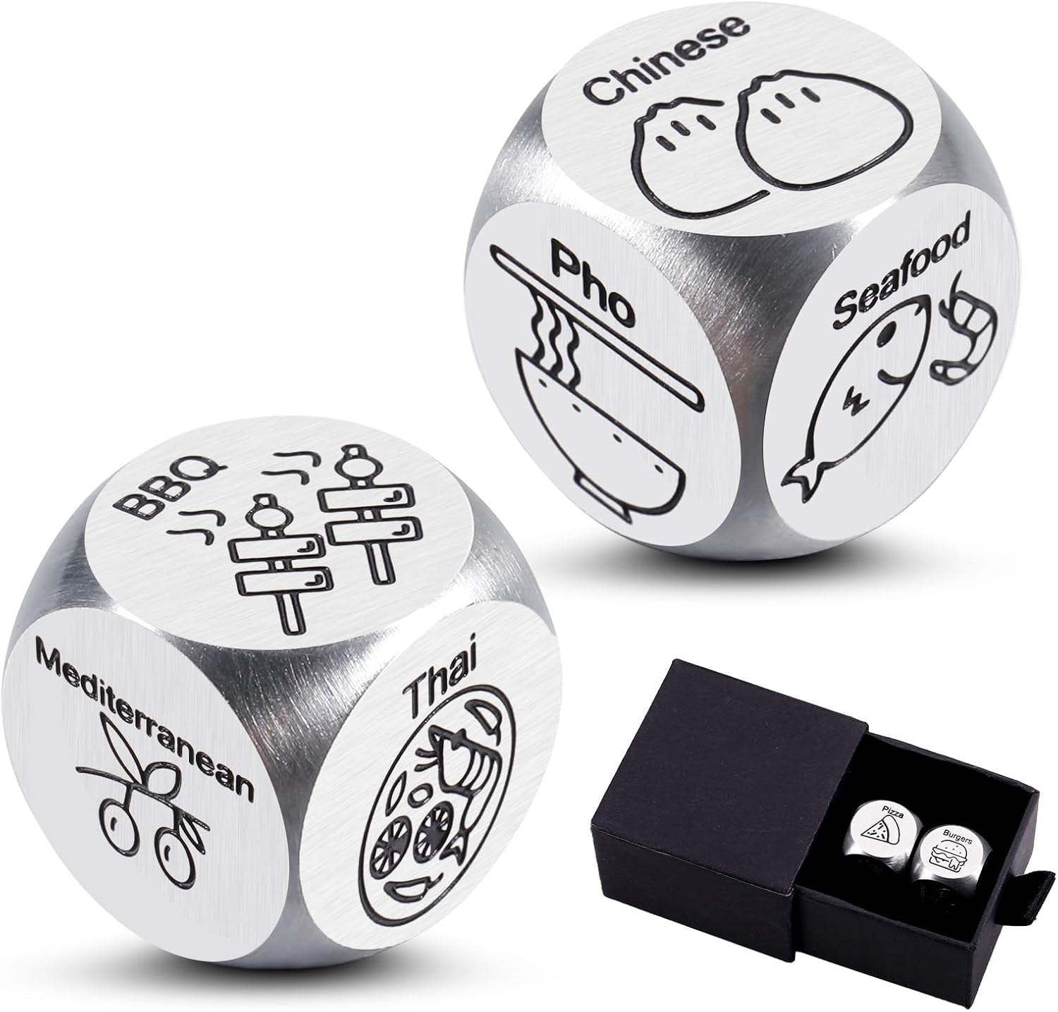 Perleddom for Men 2PCS Food Dice Husband 1 Year Anniversary Wedding Shower Gifts 5 Sense Gift Game Funny Date Night Dices 1st Anniversary Paper Gift for Him Her