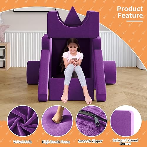 Miniatura 5 de DEYGIA Sofá infantil de 13 piezas, sofá modular para niños, sofá plegable para sala de juegos, dormitorio, sofá modular para niños y niñas, sofá de