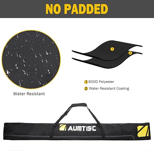 Miniatura 2 de AUMTISC Bolsa de esquí y botas combo, bolsas acolchadas para esquí de nieve para viajes aéreos, longitud ajustable para esquís de hasta 78.7 in y