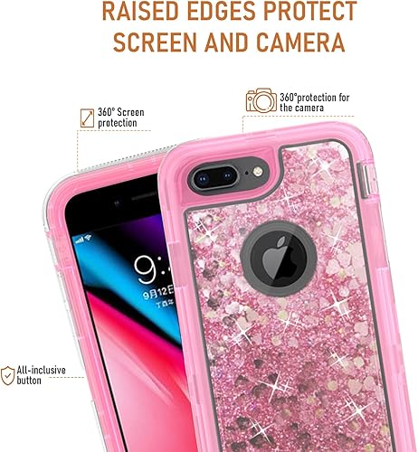 Miniatura 3 de Asuwish Funda de teléfono para iPhone 6plus 6splus 7plus 8plus i 66s78 Plus con purpurina líquida brillante transparente híbrida funda protectora