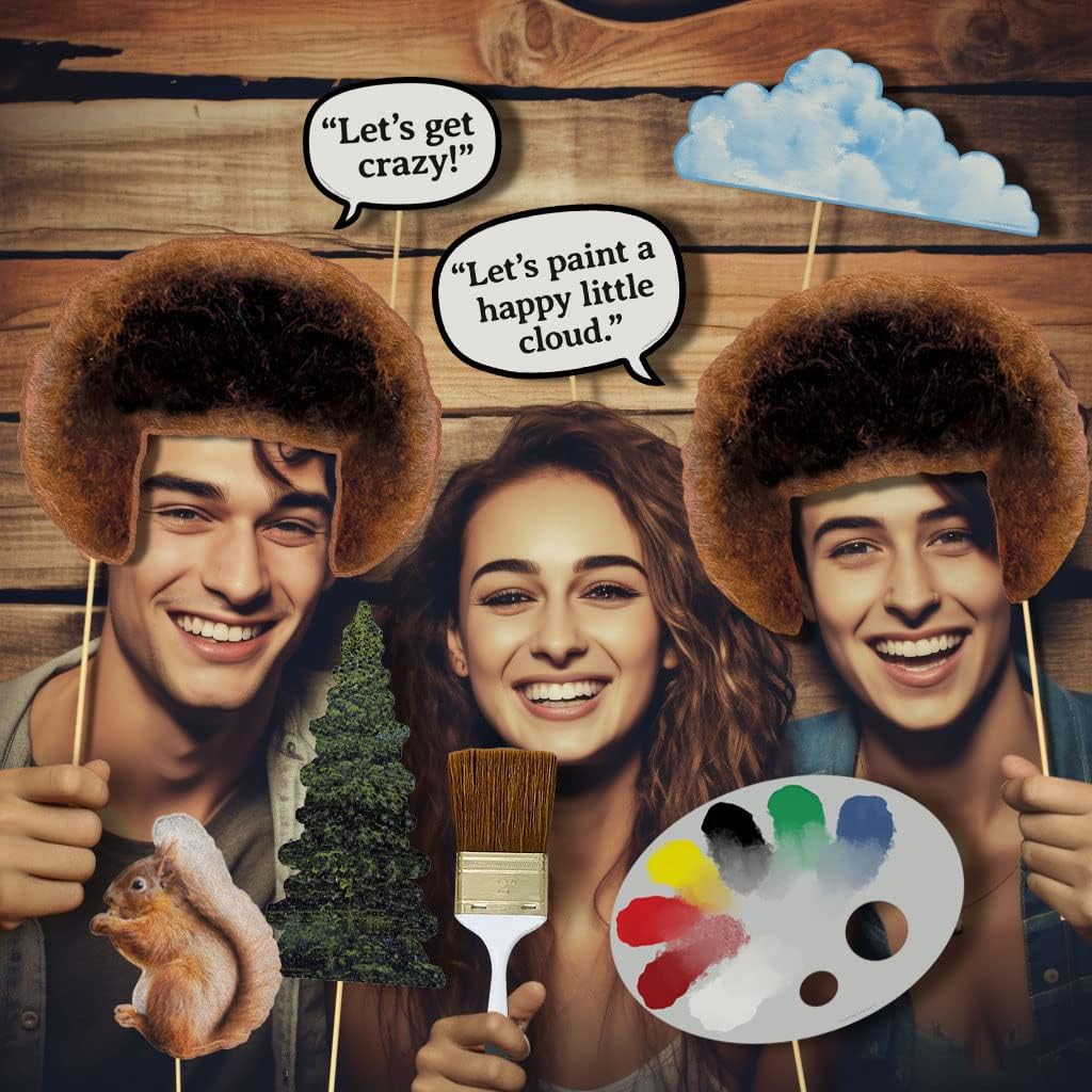 Bob Ross Photo Booth Props (11 Piece Set) Party Decorations by Prime Party