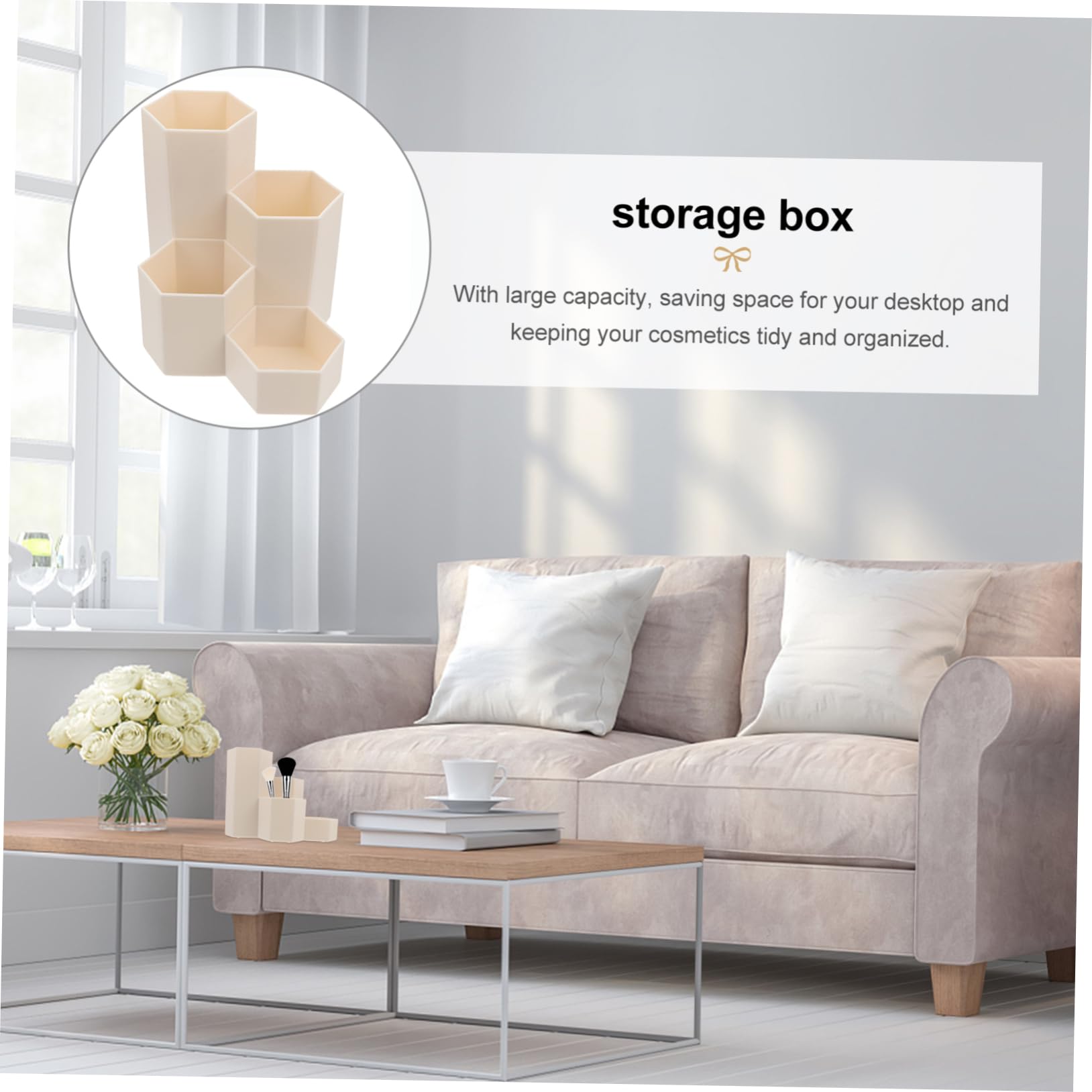 3pezzi Organizer Scrivania Multifunzionale Portapenne e Portaoggetti Cosmetici Design Esagonale Per