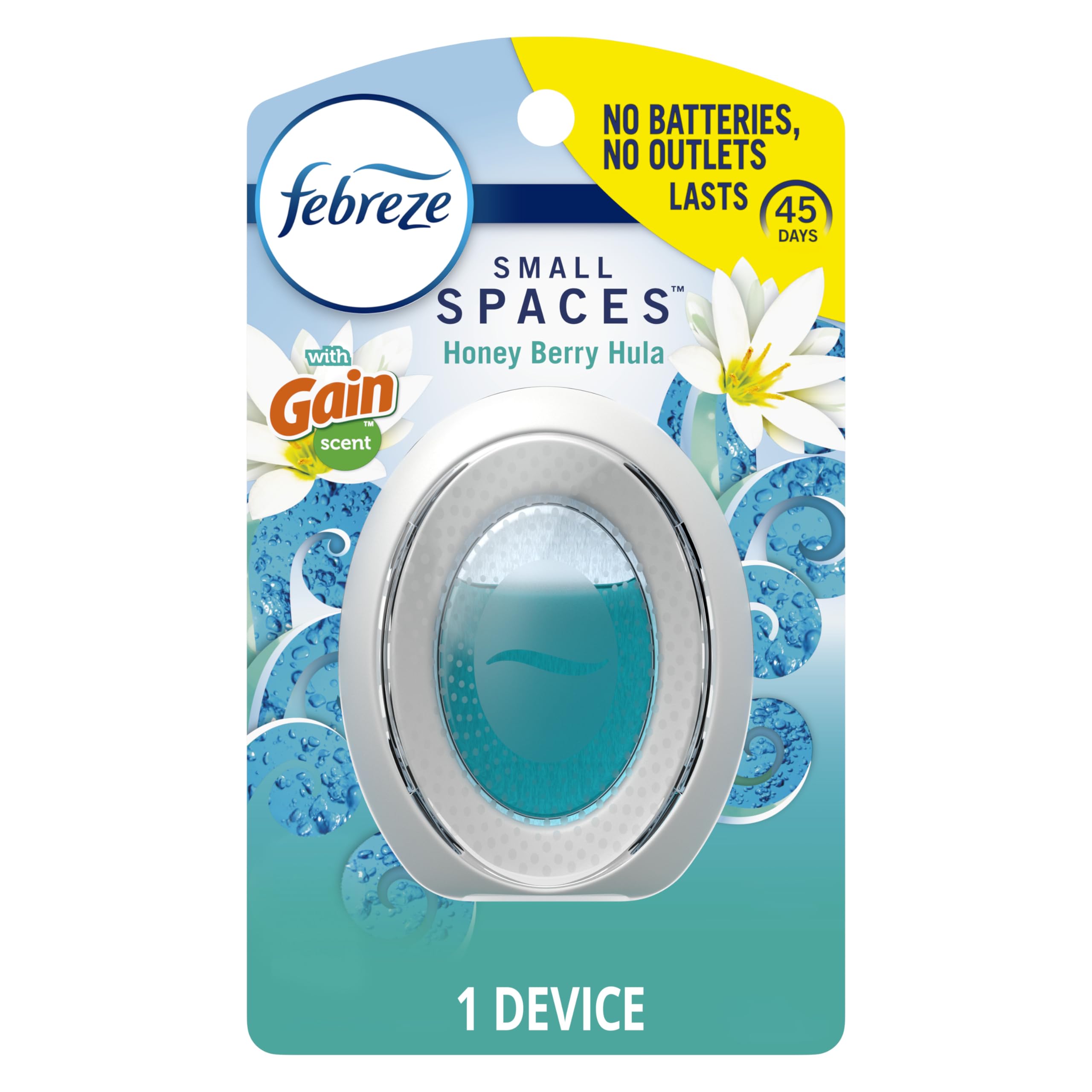 FebrezeSmall Spaces Air Freshener, Odor-Fighting, Plug In Alternative, Air Fresheners for Home and Bathroom and Kitchen, Closet Air Fresheners, Honey Berry Hula Scent, 1 Count